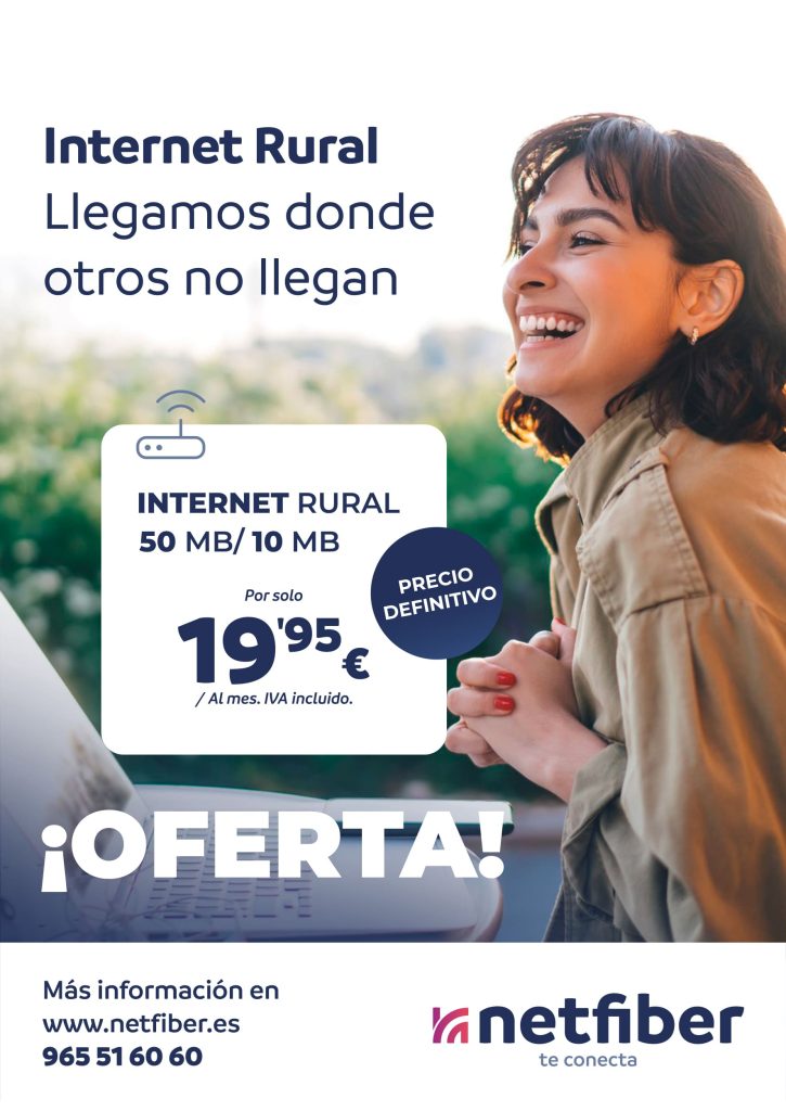 Internet rural en Albacete por 19,95€ al mes con tecnología Wimax de Netfiber. Disfruta de nuestras ofertas